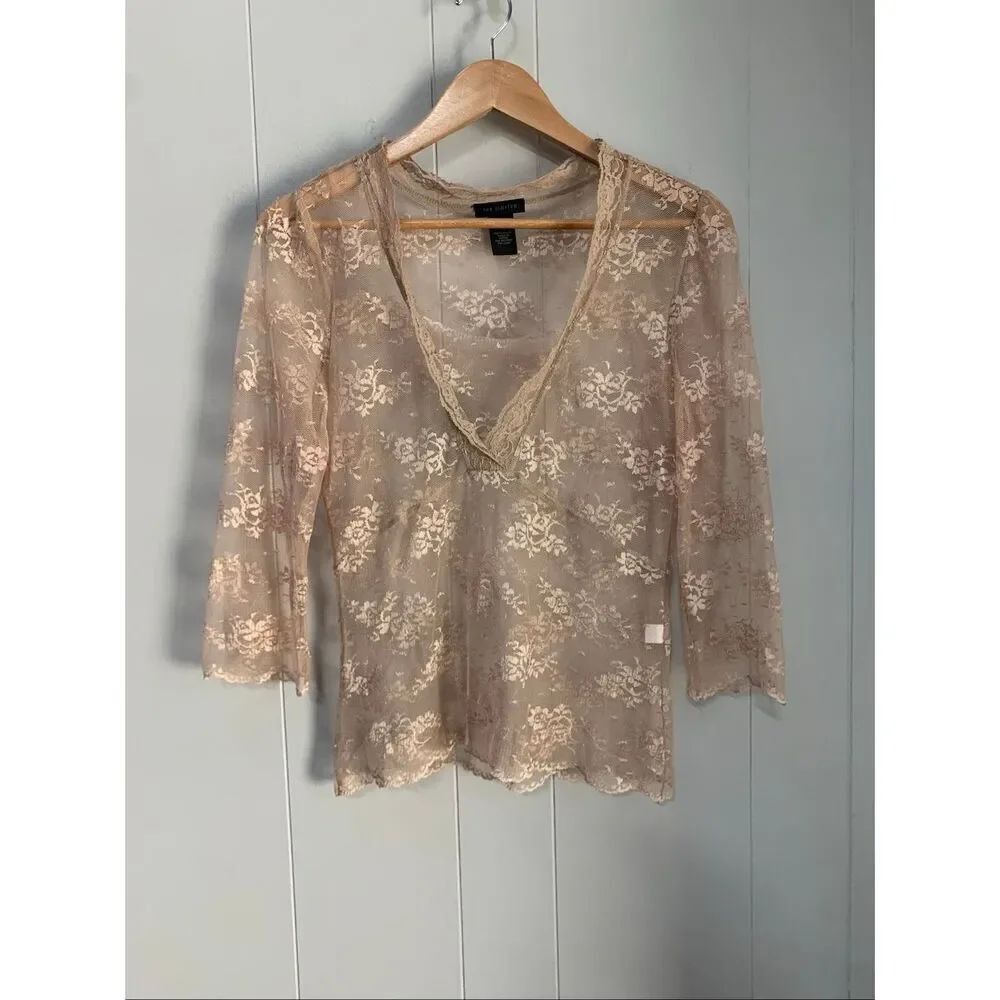 The Limited Lace Sheer Romantic Top Y2K Medium